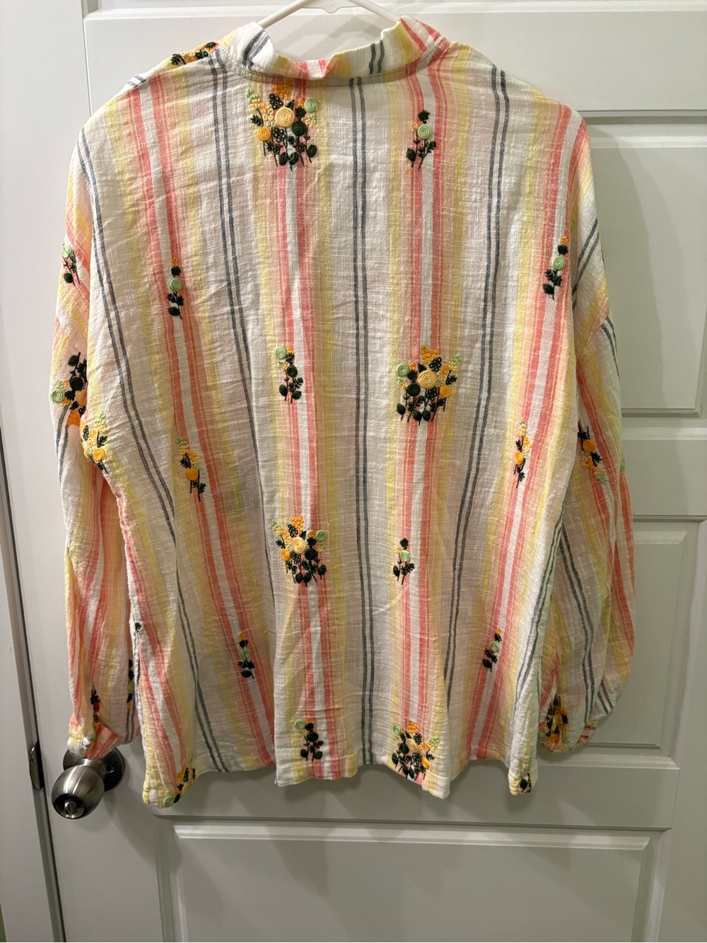ivy jane Striped Embroidered V-Neck Tunic with embroidered flowers. - Picture 3 of 3